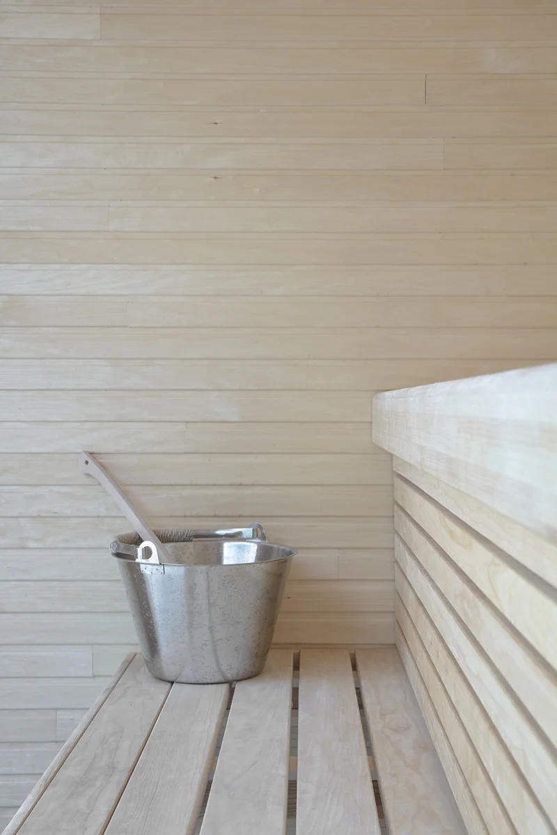 Bastuhus med relax detaljbild interiör