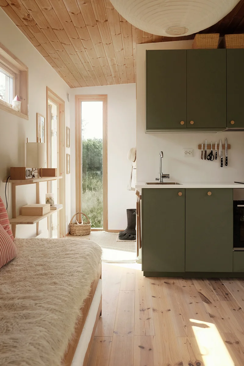 Compact home 38 sqm, living room with kitchen